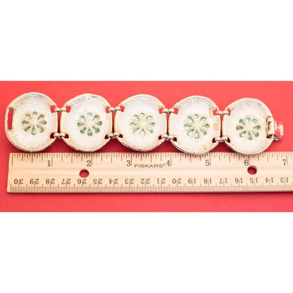 Scallops Silver and White Link Bracelet 7 Inches F12 - Picture 5 of 5